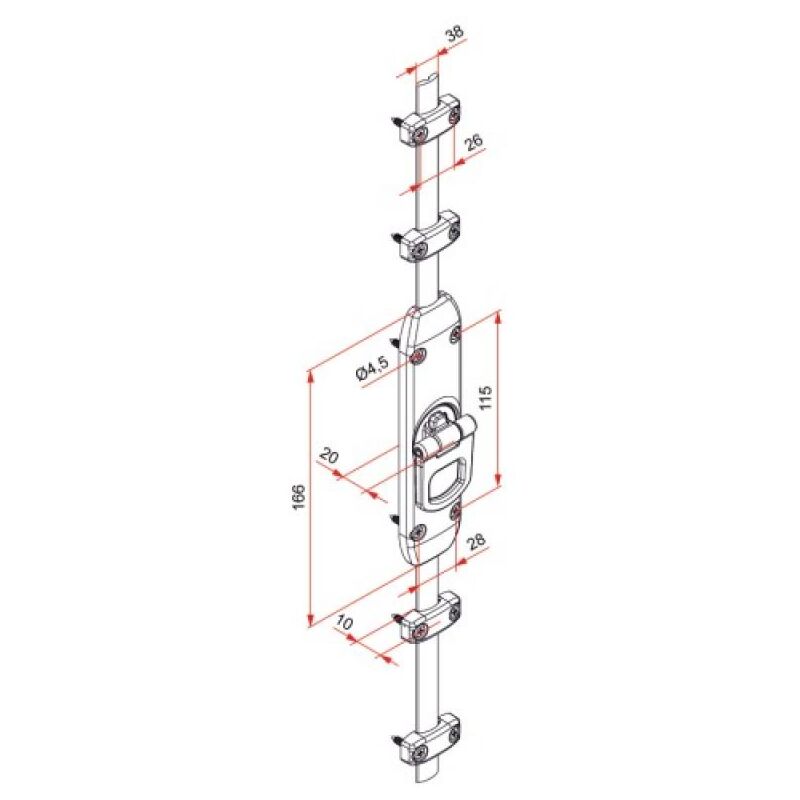 Crémone en applique à boucle extra plate type sx noir 9005 satiné Tirard