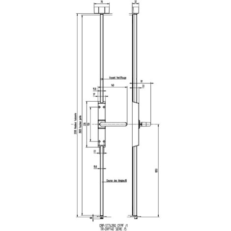Crémone pompier rotatif 742CFPF - ASSA ABLOY VACHETTE Noir Noir