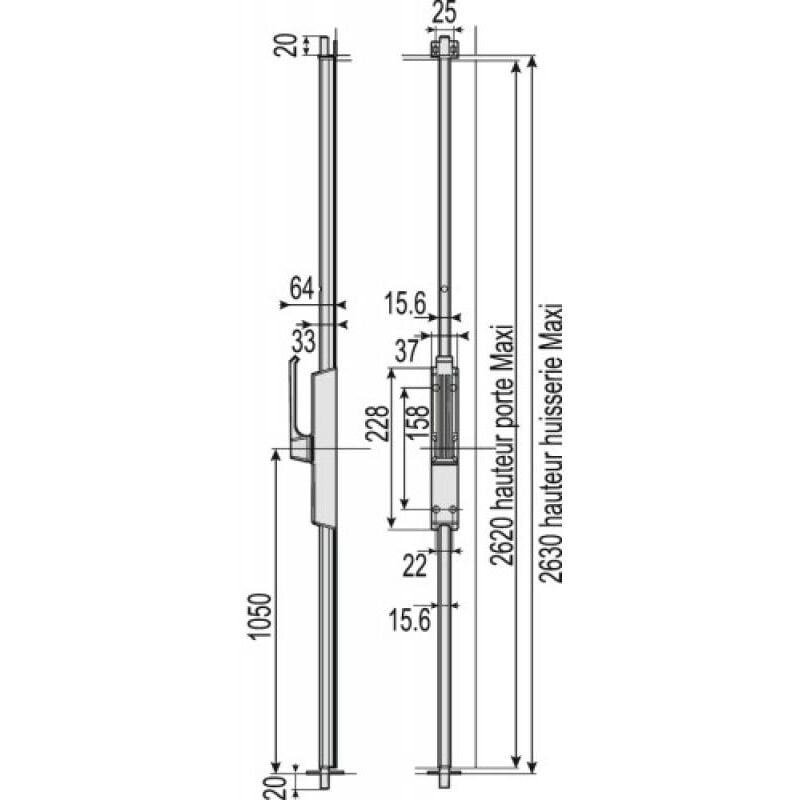 Crémone pompier type st 740 à poignée rotative sans tringle coloris noir Vachette