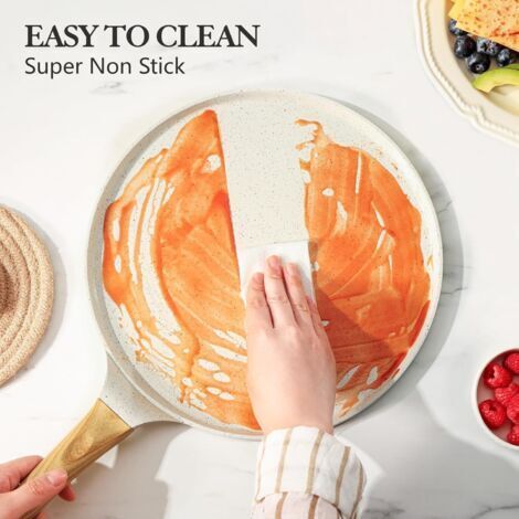 Crêpière de 28 cm – Revêtement céramique antiadhésif – Compatible induction – Spatule à pâte incluse – Poignée ergonomique