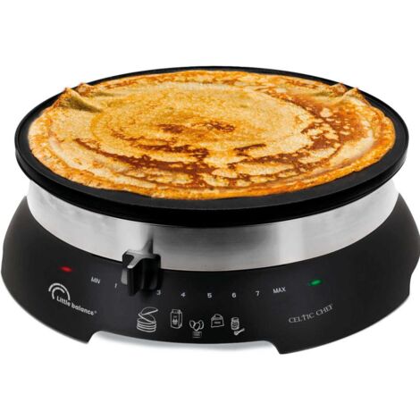Crêpière électrique 33 cm 1300W – Plaque antiadhésive pour cuisson uniforme – Thermostat réglable – Design noir moderne – Little Balance