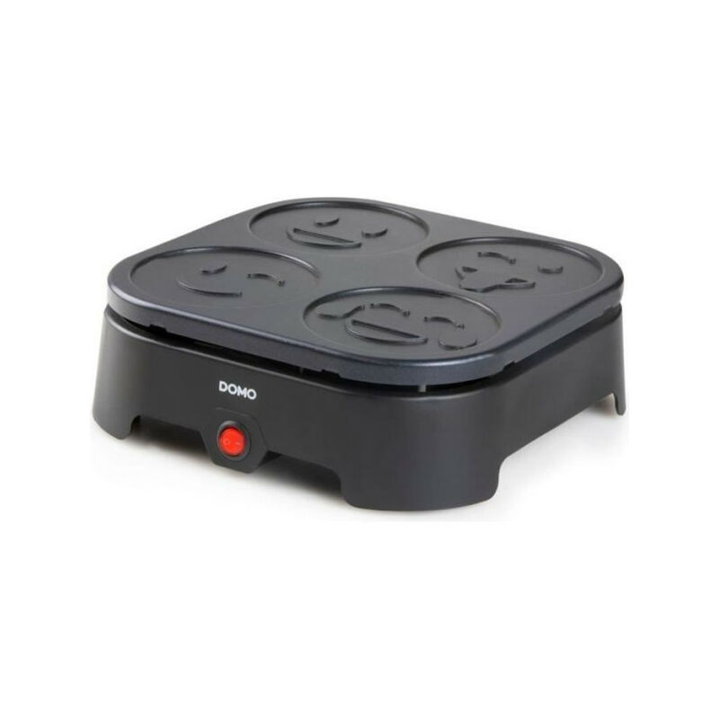 Crepiere Electrique Domo 4 crepes - Motifs emoji - revetement anti-adhésif - 600w - l31 x L34 x h13 cm