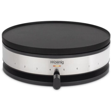Crepiere Electrique  HKoeNIG - KREP56 - Plaque réversible amovible - Surface de cuisson 33 cm - 1500W - Noir/Acier