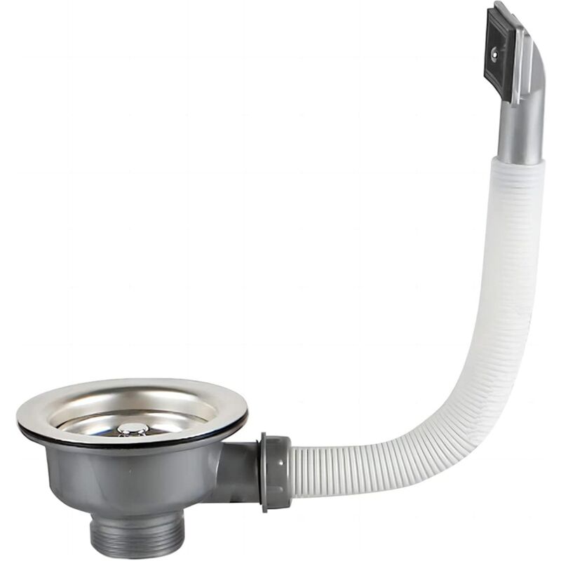 Linghhang - Crépine de panier de vidange d'évier de cuisine, 110 mm 1½', en acier inoxydable, avec trop-plein rectangulaire, adaptée aux drains