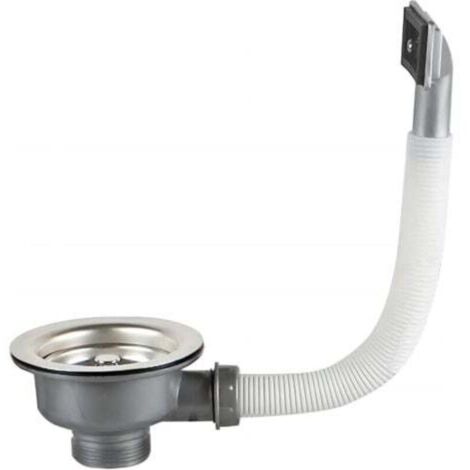 Crépine de panier de vidange d'évier de cuisine, 110 mm 1½", en acier inoxydable, avec trop-plein rectangulaire, adaptée aux drains d'évier de cuisine pour maintenir un drainage lisse