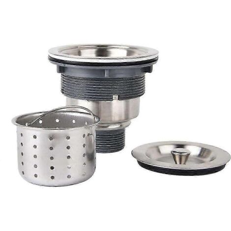 Crépine d'évier de cuisine LN-3-1/2 pouces avec panier à déchets profond amovible/ensemble crépine/couvercle étanche - Acier inoxydable