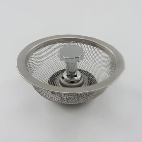 Crépine d'évier en acier inoxydable avec bouchon en caoutchouc, crépine anti-obstruction pour évier de cuisine, crépine pour siphon de sol de salle de bain