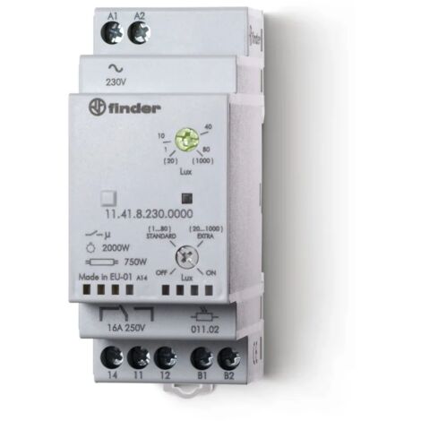 Crépusculaire 1 inverseur 16A 230V AC cellule ronde fournie Hystérésis 0 352862 FINDER 114182300000POS