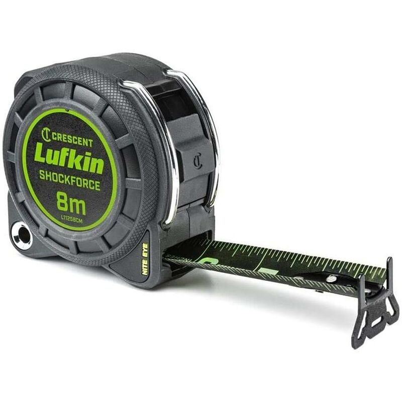 Lufkin 8m Shockforce Night Eye Metric Tape Measure L1125BCM LUFNEDS8M - Crescent