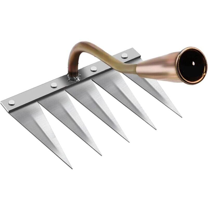 Basetbl - Creuse en Acier trempé, Jardin Portable, désherbage, Jardinage, Outil de désherbage, râteau de désherbage pour de, Cuivre à 5 Dents