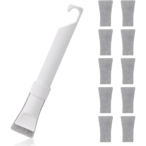 Crevice Cleaning Brush Set, Groove Crevice Cleaning Tool, with 11 Replaceable Sponge Cleaning Pads, Grout Cleaner Brush for Narrow Corners in Home Kitchen Bathroom and Window