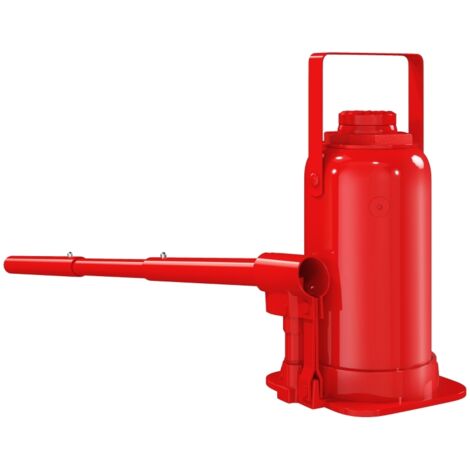 Cric bouteille hydraulique 12 T, cric hydraulique à bouteille gamme de levage 19-37 cm longue poignée et selle, rouge
