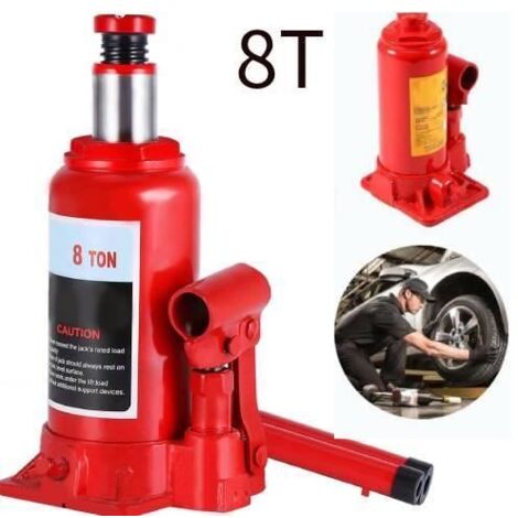 Cric Bouteille hydraulique - Haute qualité - 8 T - Levage 200 à 385 mm - Métal - Universel
