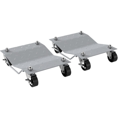 Cric de levage 2 pièces, aide au changement de pneus, chariot de levage à 4 roulettes pour voiture, gris 40,5L x 30l x 13,5H cm