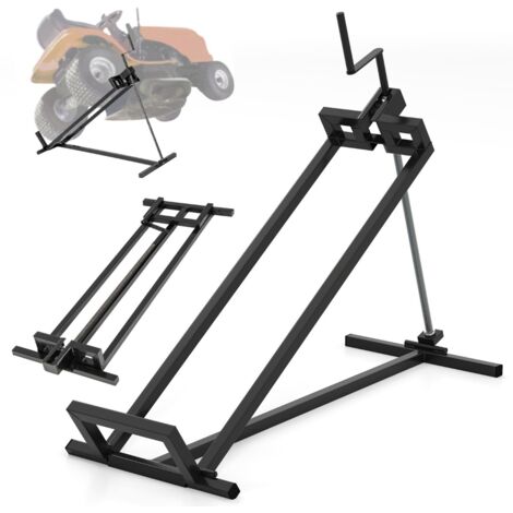 Cric de Tondeuse Autoporté en Acier Lève Tracteur Tondeuse Pliable avec Hauteur Réglable Dispositif de Levage Charge Maximale 400kg Noir
