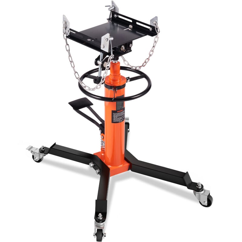 Cric de transmission Mophorn télescopique hydraulique de 1322 lbs, élévation haute de 32 - 67, pédale au pied, roue pivotante à 360°, hydraulique,