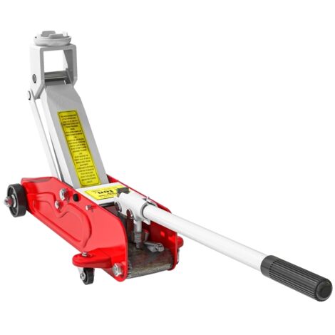 Cric hydraulique compact 2 tonnes avec protection anti-surcharge pour auto SUV, levée 120-300mm rouge et jaune