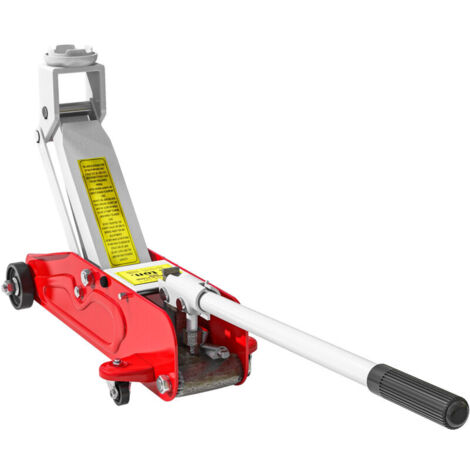 Cric hydraulique compact avec protection contre les surcharges pour voitures et SUV, capacité de 2 tonnes, course de 120 à 300 mm, rouge/jaune