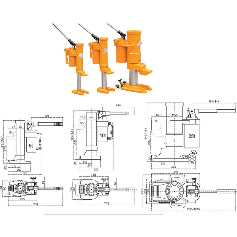 Mw Tools - Cric hydraulique levage de machines 5T HMK5