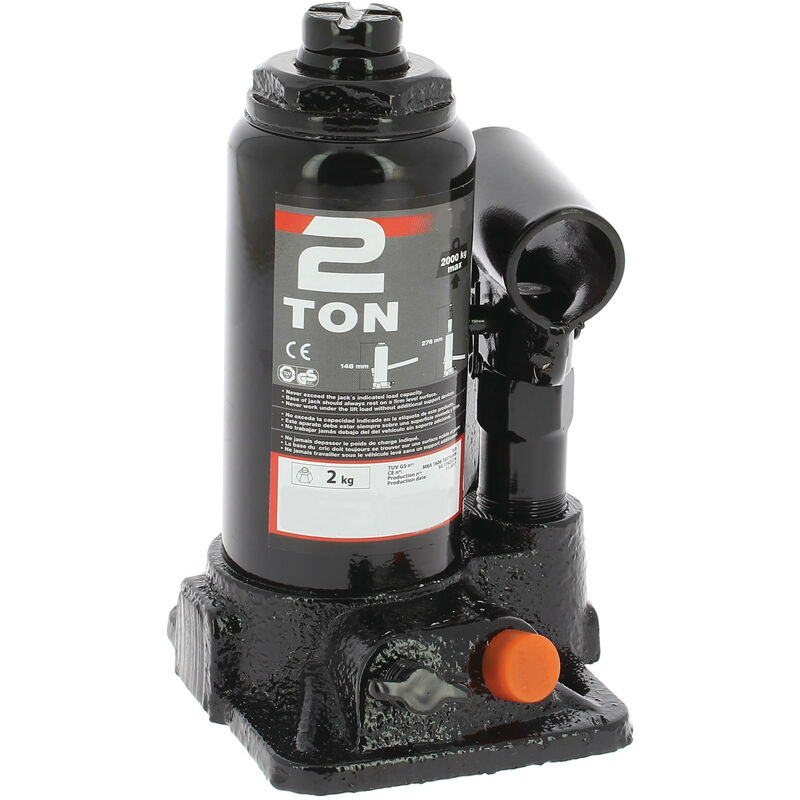 Cric bouteille hydraulique piston 2T. Mini 14.8Cm – Maxi 27.8cm