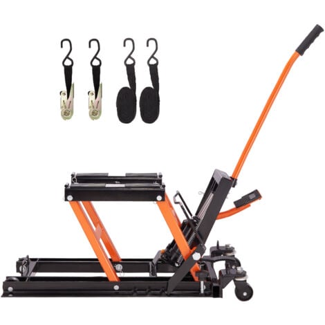 Cric hydraulique pour moto Mophorn 0,7 tonne Table élévatrice à ciseaux pour VTT portable avec 4 roues - Support de levage à pédale pour moto ATV UTV Powersports