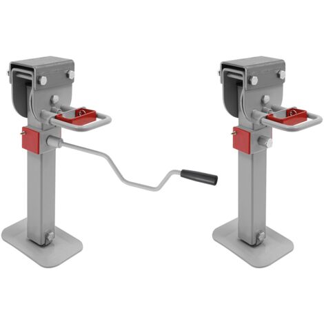 Cric manuel en deux parties, cric manuel robuste, capacité de charge 1 à 2 tonnes, hauteur réglable de 42 à 56 cm, cric pour camping-car et caravane, gris