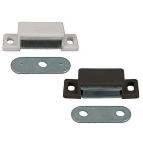 CRICCHETTO MAGNETICO RETTANGOLARE NORMALE- - mm.48x18x13h., 2 fori, in plastica bianco - 150 pezzi