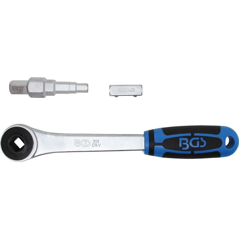 Cricchetto passante con adattatore e chiave a gradini attacco da 12,5 mm (1/2)'