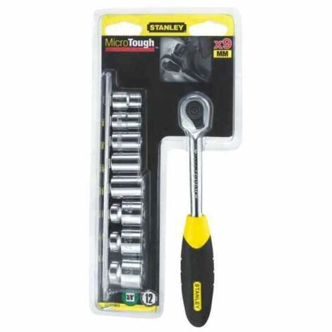 Cricch.Microtough 3/8"+ 8 Llaves de vaso 0-94-611 Stanley