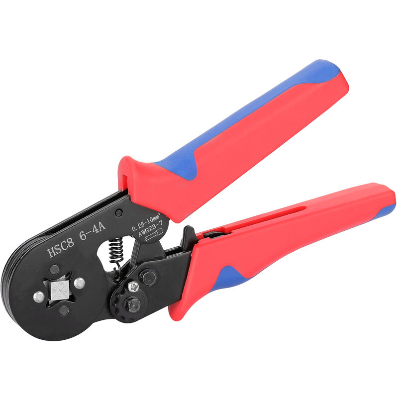 

Happyshopping - Crimper Alicate Square Herramienta de crimpado autoajustable, para casquillos de terminales de cables,rojo azul