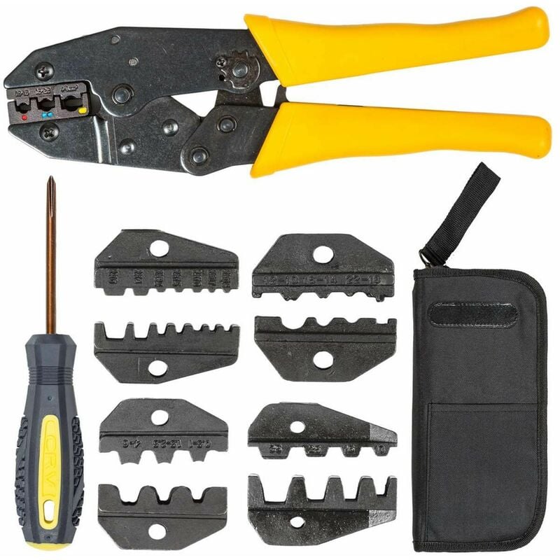 Crimper pliers set 0.5 - 6mm² with bag - crimping tool, ferrule crimper, crimping pliers - yellow