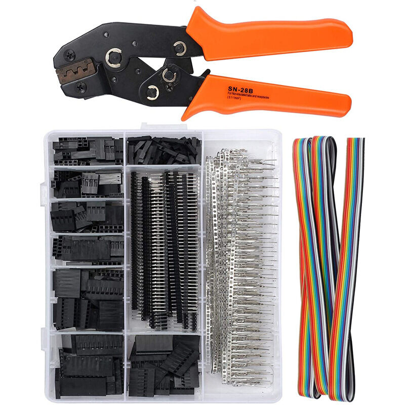 Crimping Tool SN-28B Dupont Ratchet Crimper with 1550PCS Dupont Male/Female Pin Connectors