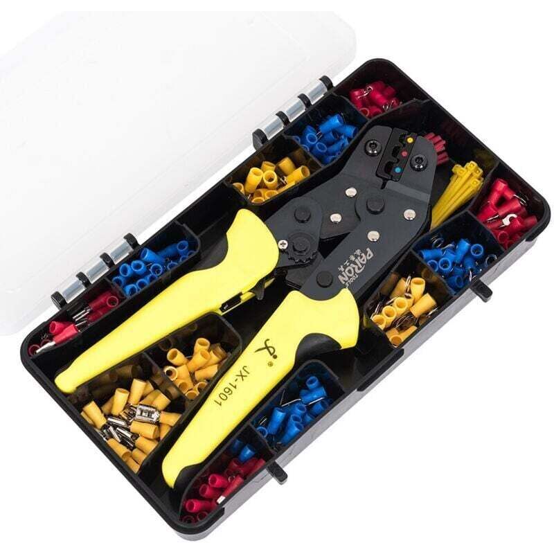 Image of Crimpzangen-Set für isolierte Aderendhülsen, 24-14 AWG, 280 Aderendhülsen, 40 Kabelbinder