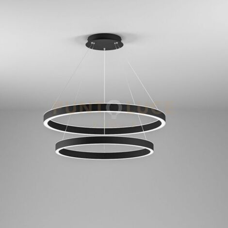 CRISEIDE S/2G -LAMPADARIO A SOSPENSIONE 2 LUCI NERO A LED 3000K 3800LM 75W(35W+40W) DIMMERABILE