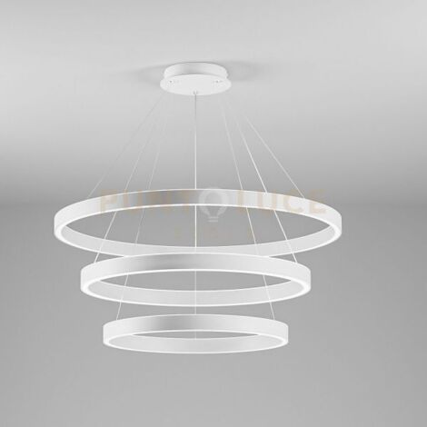 CRISEIDE S/3 - LAMPADARIO A SOSPENSIONE BIANCO A LED 3 CERCHI 3000K 6900LM 125W(35W+40W+50W) DIMMERABILE