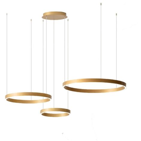 CRISEIDE S/3D - LAMPADARIO A SOSPENSIONE 3 LUCI ORO A LED DIMMERABILE 100W(25W+35W+40W) 5100LM 3000K
