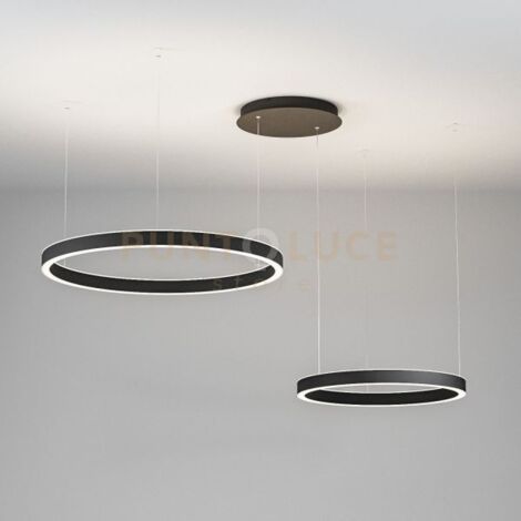 CRISEIDE SS/2D - SOSPENSIONE NERA A LED 3000K 3800LM 75W(35W+840W) DIMMERABILE