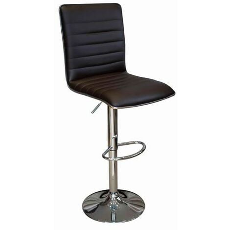 Crispi Kitchen Breakfast Bar Stool Black Padded Seat And Back Silver Trim Height Adjustable