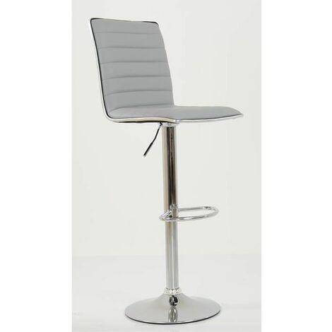 Crispi Kitchen Breakfast Bar Stool Grey Padded Seat And Back Silver Trim Height Adjustable