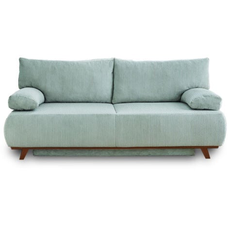 BESTMOBILIER 3-sitzer sofa - mit schlaffunktion und bettkasten - aus cordsamt - dunkelgrau