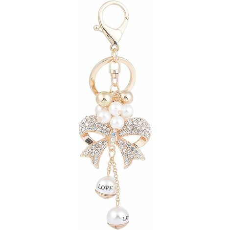 Cristal Bow Porte-clés Porte-clés Perle Porte-clés De Voiture Femme Sac Pendentif Accessoires Porte-clés