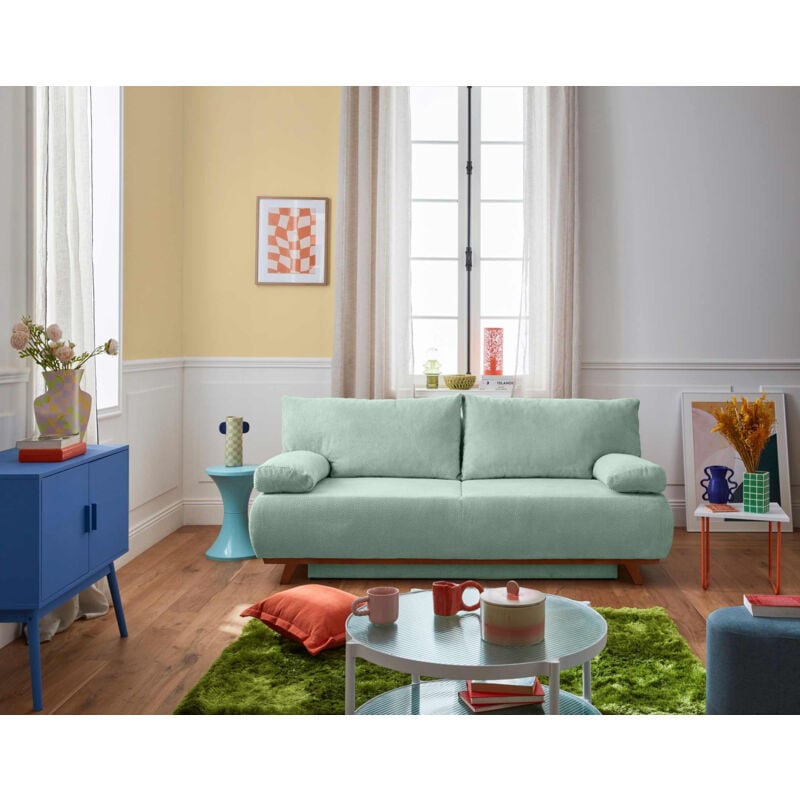 Cristal - canapé 3 places - convertible avec coffre - en velours texturé