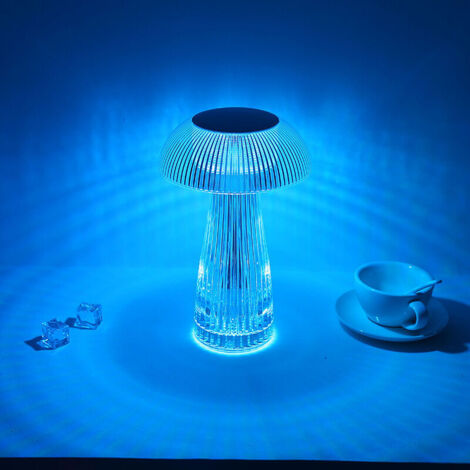 Cristal Champignon Veilleuse Champignon Nuit Mini Lumière LED Champignon Lampe Décoration Lumière USB Charge Lumière Portable Chambre Lampe De Chevet pour Bureau Chambre (Transparent)