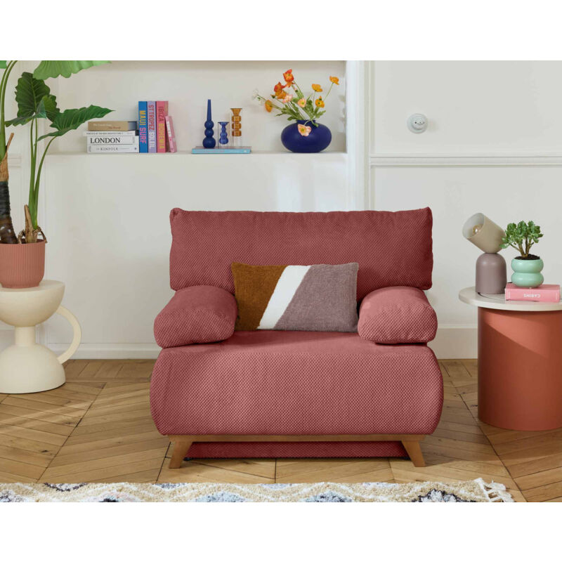Cristal - fauteuil - convertible avec coffre - en velours texturé - rose