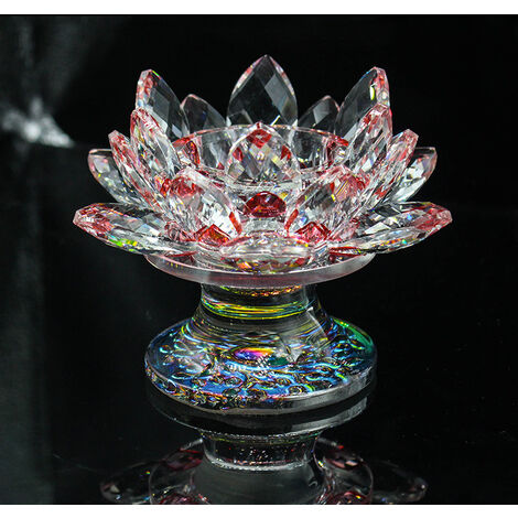 Cristal Lotus Bougeoir, Verre Bougie Lampes Support Lotus Chandelier,Décor Maison(Coloré)
