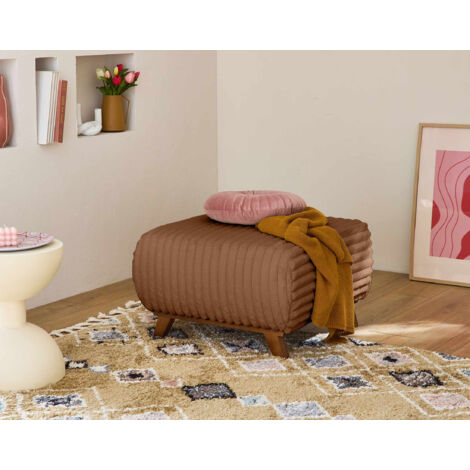 Cristal - modulierbarer hocker - 65 cm - großer geripptem cord - rostfarben