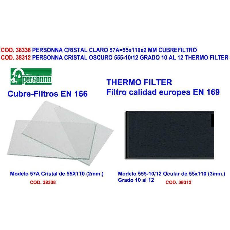 

personna filtro cristal oscuro pant soldar tono 10-12 55x110x3mm - Mibricotienda