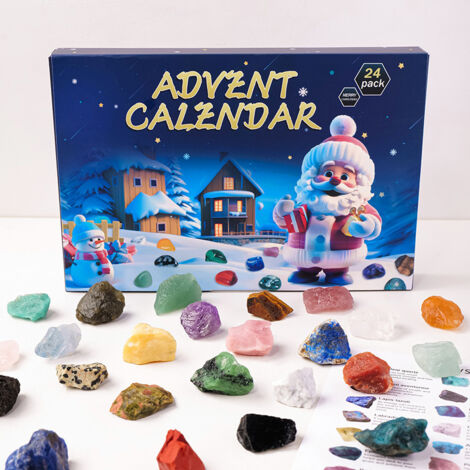 Cristales para el Calendario de Adviento 2024, Cristales y Piedras Preciosas para el Calendario de Adviento, Cristales Minerales para el Calendario de Adviento de Navidad de 24 Días para Entusiastas d