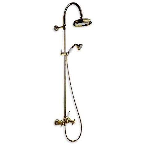 Cristina Ondyna – Colonne de douche rétro complète vieux bronze – Pommeau haut diamètre 200mm – Flexible 150cm – Installation murale - CH17392