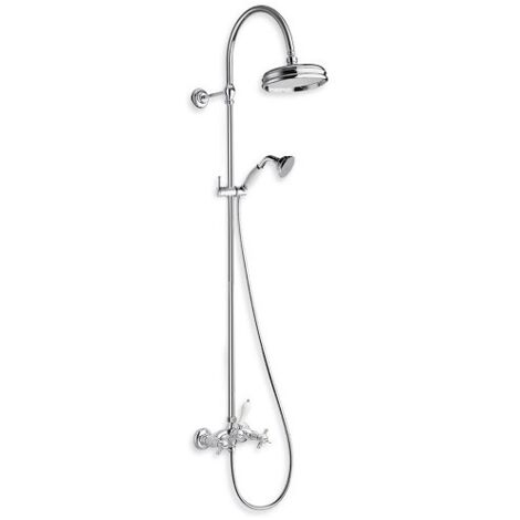 Cristina Ondyna – Colonne de douche sans robinetterie – Finition chromée – Pomme de douche Ø 200 mm – Inverseur manuel avec poignée céramique – Tube recoupable